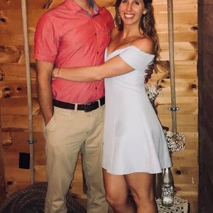 Revolve Monica Fit and Flare Dress Light Blue